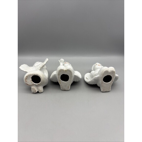 Vintage Ceramic Angels Set Of 3 White Glossy 4” Tall - Picture 10 of 13